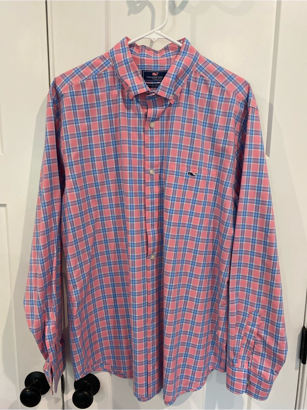 Vineyard Vines Pink and Blue Plaid Cotton Tucker Button-Down Shirt